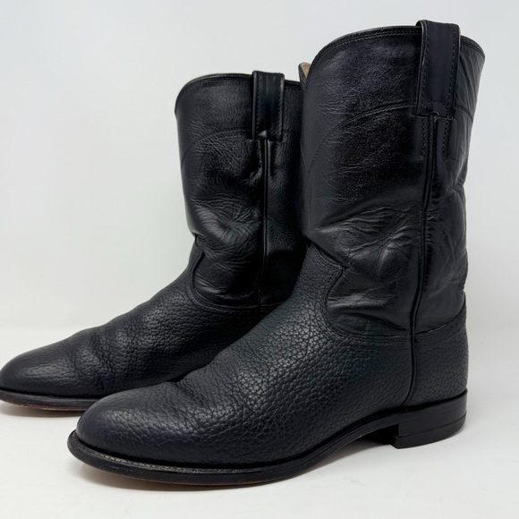 Justin Black Leather Cowboy BootsStyle J40394Men’s 9D